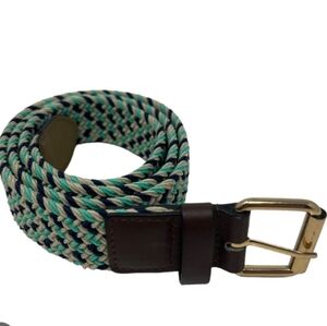 BCBG MAXAZRIA Women's Size XS/S Woven Belt Stretch Blue/Teal/Cream Colorful NWT